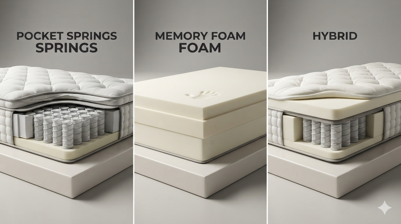 Pocket Springs vs Memory Foam vs Hybrid